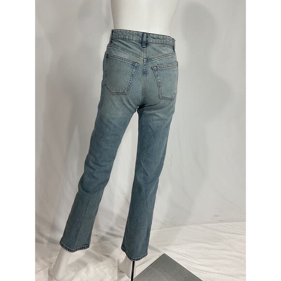 Reformation 'Cynthia' Blue Stretch High Rise Straight Denim Jeans Size 23 - Picture 3 of 5